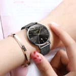 OLEVS Women's Watch Luxury Dress Rose Gold Women Slim Thin Lightweight Watch Stainless Steel Mesh Watches Fashion Waterproof Ladies Wrist Watch Black White Blue Face,Adjustable Bracelet - Image 2
